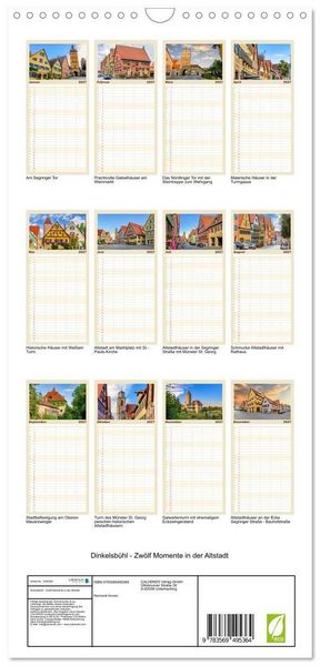 Produktbild: Familienplaner 2027 - Dinkelsb&uuml;hl - Zw&ouml;lf Momente in der Altstadt mit 5 Spalten (Wandkalender, 21 x 45 cm) CALVENDO