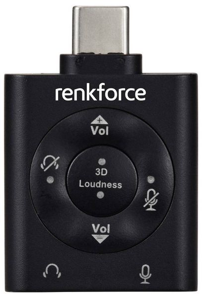 Produktbild: Renkforce USB-C&reg;, Audio Adapter [1x USB-C&reg; Stecker - 1x Mikrofon (3.5 mm Klinke), Kopfh&ouml;rer (3.5 mm Klinke)] RF-SGA-171