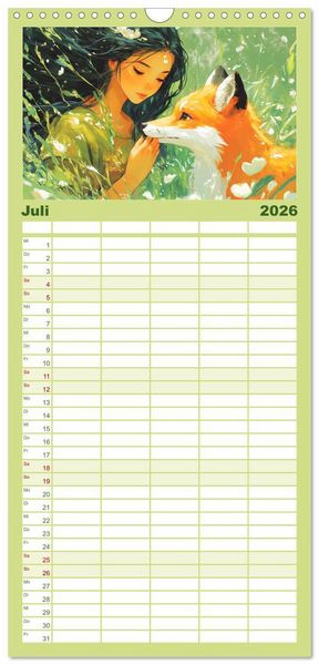 Produktbild: Familienplaner 2026 - Traumwelten. Mangas mit magischen Begegnungen mit 5 Spalten (Wandkalender, 21 x 45 cm) CALVENDO