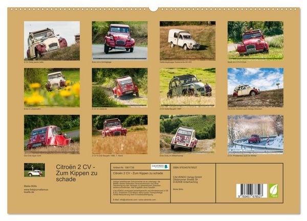Produktbild: Citro&euml;n 2 CV - Zum Kippen zu schade (hochwertiger Premium Wandkalender 2026 DIN A2 quer), Kunstdruck in Hochglanz