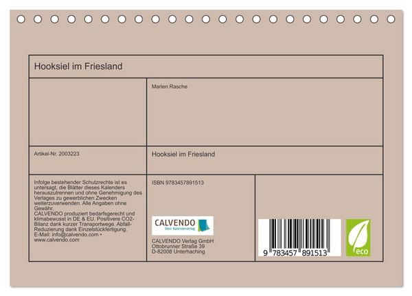 Produktbild: Hooksiel im Friesland (Tischkalender 2026 DIN A5 quer), CALVENDO Monatskalender