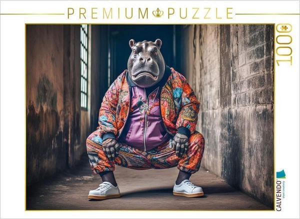 CALVENDO Puzzle DJ Hippo | 1000 Teile Lege-Größe 64x48cm Foto-Puzzle für glückliche Stunden