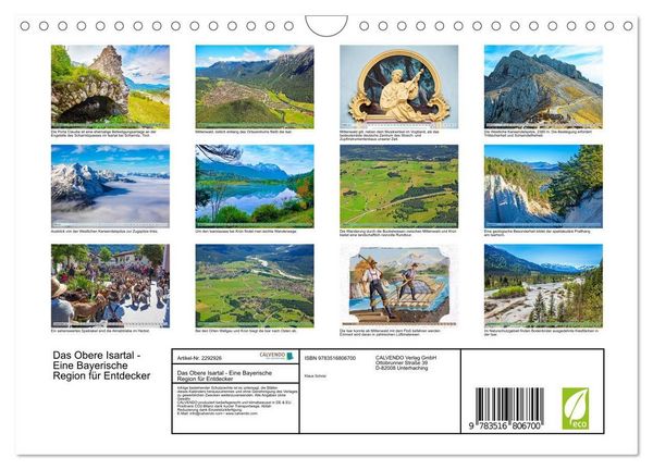 Produktbild: Das Obere Isartal - Eine Bayerische Region f&uuml;r Entdecker (Wandkalender 2027 DIN A4 quer), CALVENDO Monatskalender