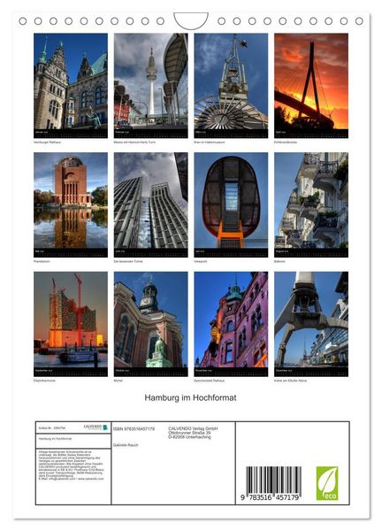 Produktbild: Hamburg im Hochformat (Wandkalender 2026 DIN A4 hoch), CALVENDO Monatskalender