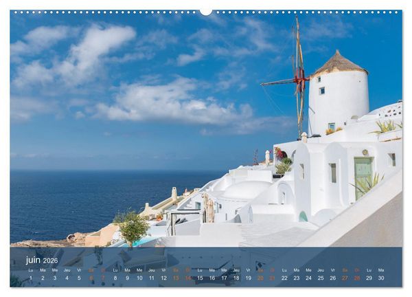 Produktbild: Santorin - La Magie des Cyclades (Calendrier mural 2026 DIN A2 vertical), CALVENDO calendrier mensuel