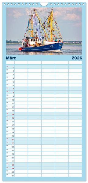 Produktbild: Familienplaner 2026 - Maritime Augenblicke - Fischkutter mit 5 Spalten (Wandkalender, 21 x 45 cm) CALVENDO