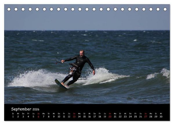 Produktbild: Kitesurfen &ndash; Faszination auf dem Wasser (Tischkalender 2026 DIN A5 quer), CALVENDO Monatskalender