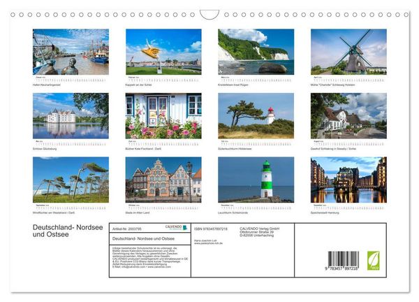 Produktbild: Deutschland- Nordsee und Ostsee (Wandkalender 2026 DIN A3 quer), CALVENDO Monatskalender