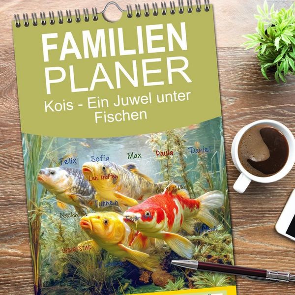 Produktbild: Familienplaner 2026 - Kois - Ein Juwel unter Fischen mit 5 Spalten (Wandkalender, 21 x 45 cm) CALVENDO