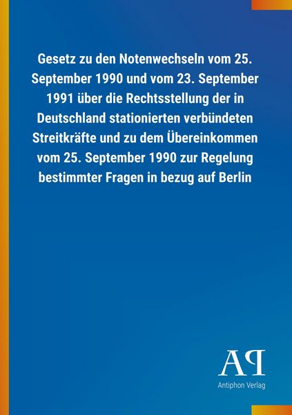 Produktbild: Gesetz zu den Notenwechseln vom 25. September 1990 und vom 2