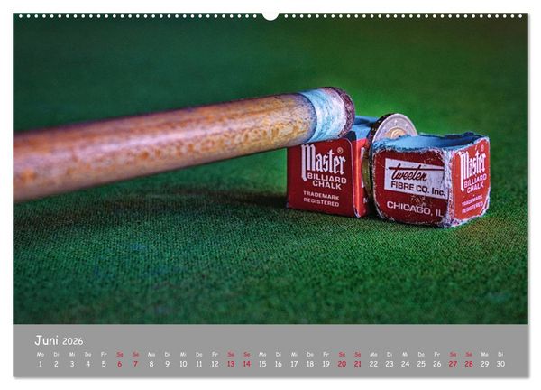 Produktbild: Freizeit Billard - Queue, Kugeln, Kreide und Tisch (hochwertiger Premium Wandkalender 2026 DIN A2 quer), Kunstdruck in Hochglanz