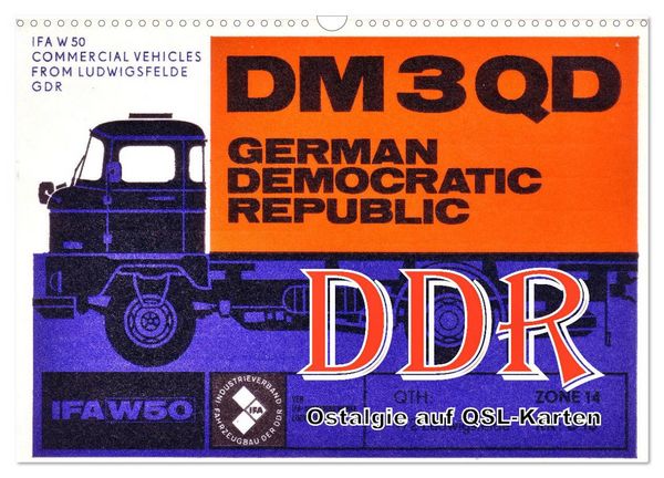 Produktbild: DDR - Ostalgie auf QSL-Karten (Wandkalender 2026 DIN A3 quer), CALVENDO Monatskalender
