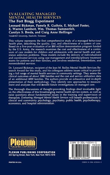 Produktbild: Evaluating Managed Mental Health Services