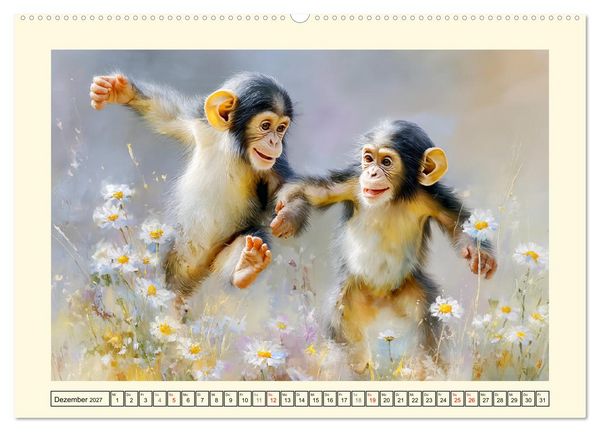 Produktbild: Schimpansen. Freude und Abenteuer im Dschungelreich (Wandkalender 2027 DIN A2 quer), CALVENDO Monatskalender