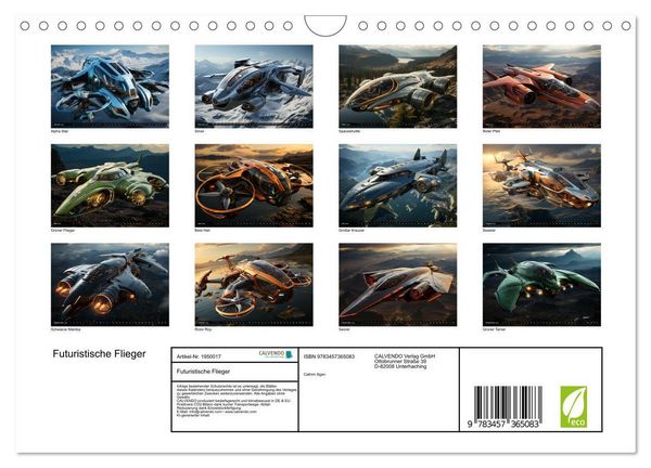 Produktbild: Futuristische Flieger (Wandkalender 2026 DIN A4 quer), CALVENDO Monatskalender