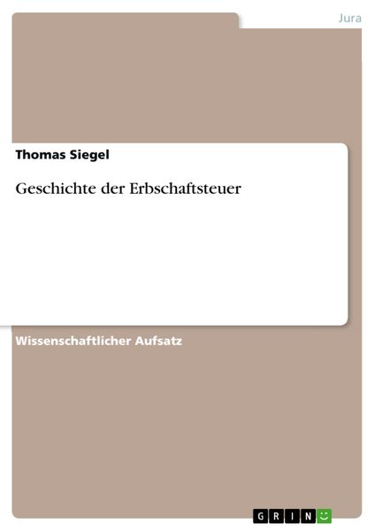Produktbild: Geschichte der Erbschaftsteuer
