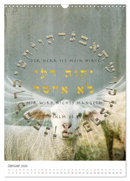 Produktbild: Psalmen Tehilim Hebr&auml;isch - Deutsch (Wandkalender 2026 DIN A3 hoch), CALVENDO Monatskalender