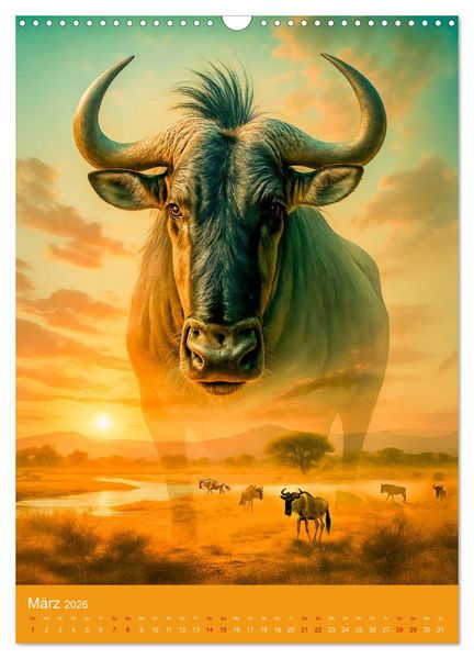 Produktbild: Afrikas wilde Seele - Magische Tierwelt im Portr&auml;t (Wandkalender 2026 DIN A3 hoch), CALVENDO Monatskalender
