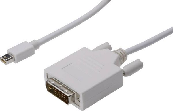 Digitus Mini-DisplayPort / DVI Adapterkabel Mini DisplayPort Stecker, DVI-D 24+1pol. Stecker 2.00 m Weiß AK-340305-020-W schraubbar