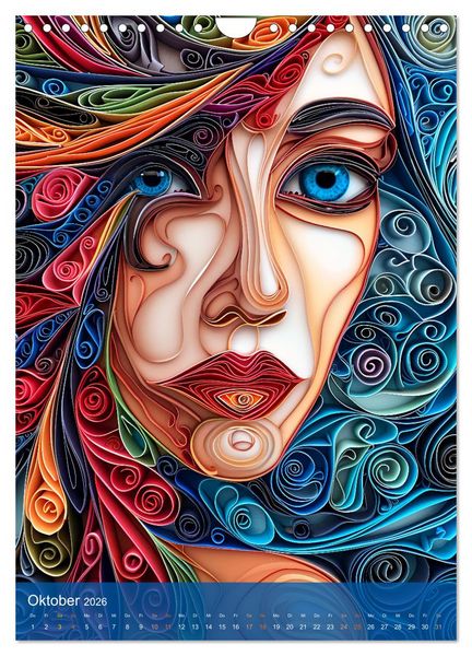 Produktbild: Quilling-Kunst - Elegante Frauenportr&auml;ts aus Papierstreifen (Wandkalender 2026 DIN A4 hoch), CALVENDO Monatskalender