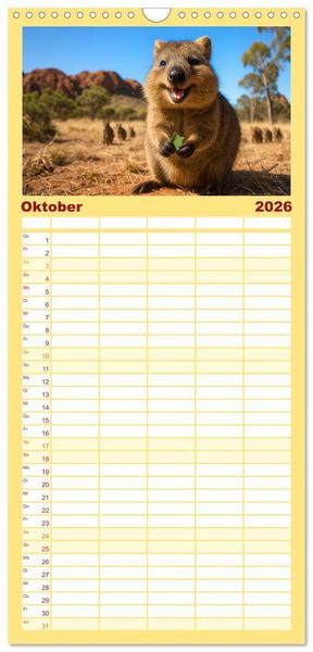Produktbild: Familienplaner 2026 - Die vielleicht nettesten Wildtiere mit 5 Spalten (Wandkalender, 21 x 45 cm) CALVENDO