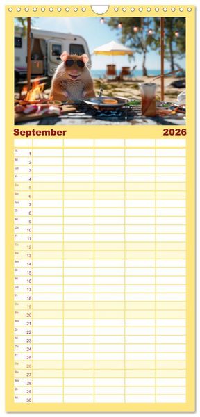 Produktbild: Familienplaner 2026 - Der tierisch lustige Camping-Kalender mit 5 Spalten (Wandkalender, 21 x 45 cm) CALVENDO