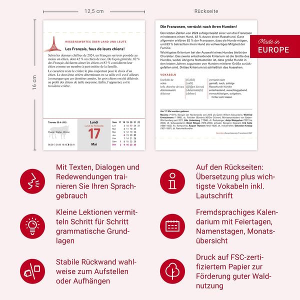 Produktbild: Franz&ouml;sisch Sprachkalender 2027 - Franz&ouml;sisch lernen leicht gemacht - Tagesabrei&szlig;kalender
