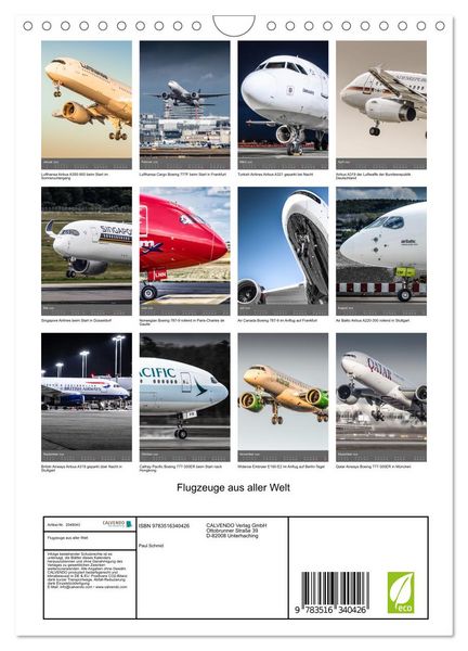 Produktbild: Flugzeuge aus aller Welt (Wandkalender 2026 DIN A4 hoch), CALVENDO Monatskalender