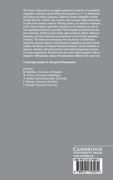 Produktbild: Soliton Equations and their Algebro-Geometric Solutions