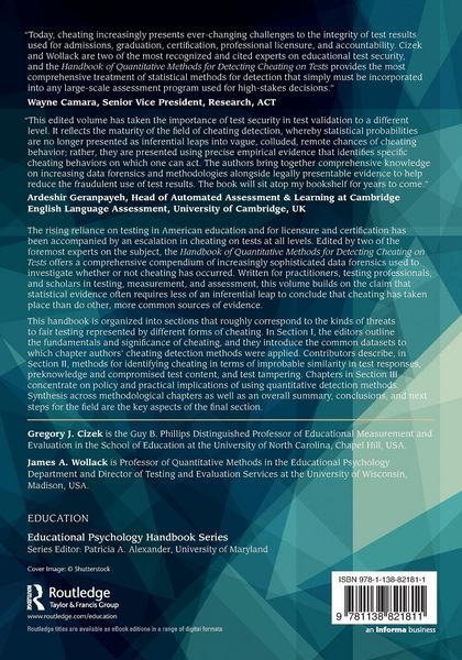 Produktbild: Handbook of Quantitative Methods for Detecting Cheating on Tests