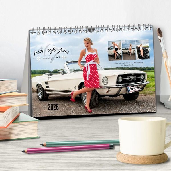 Produktbild: Pin Up Pia & Mustang '67 (Tischkalender 2026 DIN A5 quer), CALVENDO Monatskalender