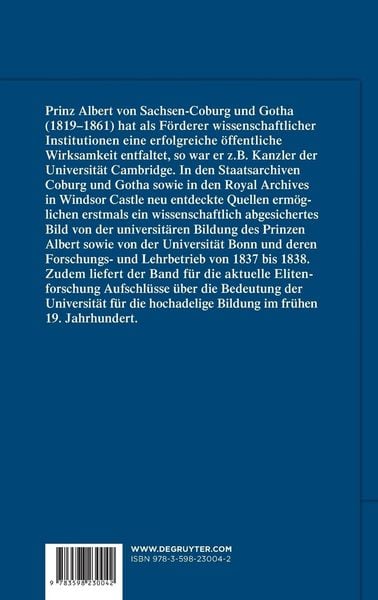 Produktbild: Die Studien des Prinzen Albert an der Universit&auml;t Bonn (1837-1838)