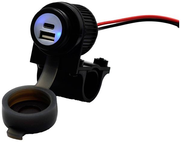Produktbild: Albrecht Motorrad Duo USB A+C Steckdose QC3.0 12-24 Volt Belastbarkeit Strom max.=2 A Doppel-USB Steckdose zum Einbau an einem Motorrad 12 V