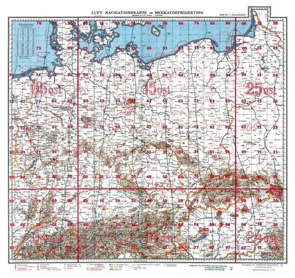 Produktbild: LUFT-NAVIGATIONSKARTE Deutschland mit Bodenorganisation der