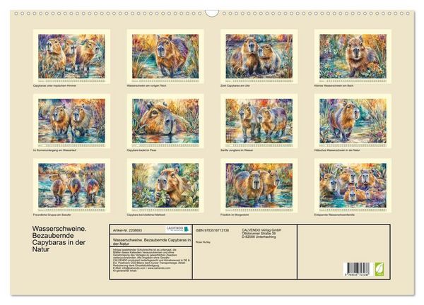Produktbild: Wasserschweine. Bezaubernde Capybaras in der Natur (Wandkalender 2026 DIN A2 quer), CALVENDO Monatskalender