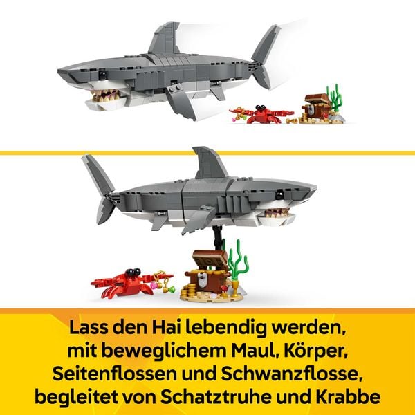 Produktbild: LEGO Creator 3-in-1-Set 31381 Wilder Hai mit Schatztruhe, Geschenk ab 8