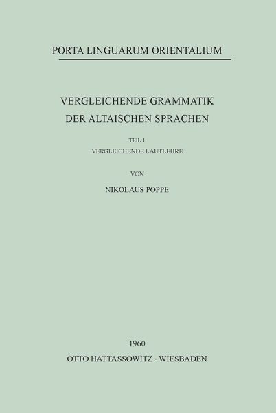 Produktbild: Vergleichende Grammatik der altaischen Sprachen