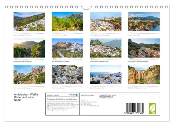 Produktbild: Andalusien - Wei&szlig;e D&ouml;rfer und wilde Natur (Wandkalender 2026 DIN A4 quer), CALVENDO Monatskalender
