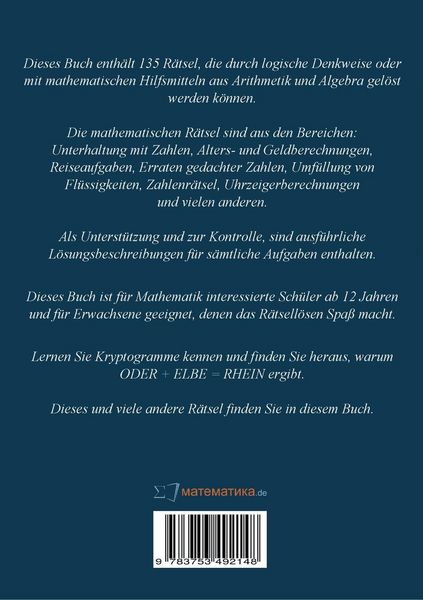 Produktbild: Unterhaltsame mathematische Denksportaufgaben