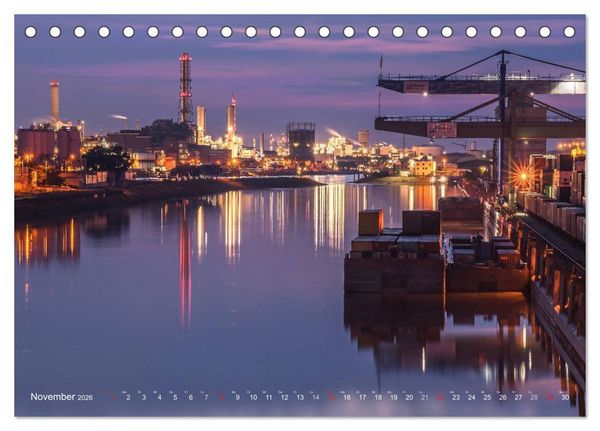 Produktbild: Mannheim 2026 - wenn es Nacht wird im Hafen (Tischkalender 2026 DIN A5 quer), CALVENDO Monatskalender