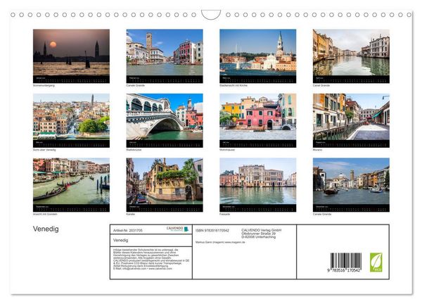 Produktbild: Venedig (Wandkalender 2026 DIN A3 quer), CALVENDO Monatskalender