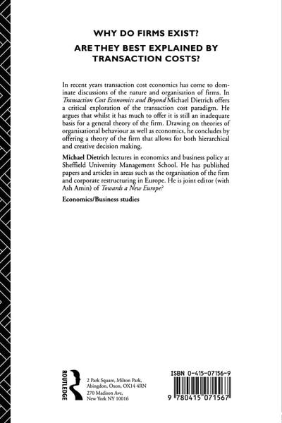 Produktbild: Transaction Cost Economics and Beyond