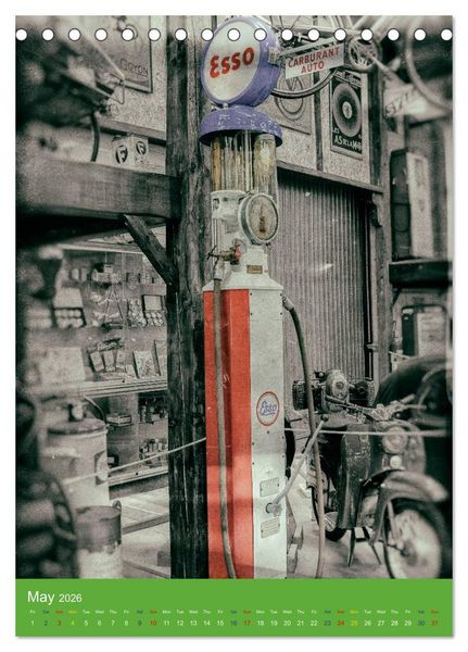 Produktbild: Fuel vintage pumps (Desk Calendar 2026 DIN A5 portrait), CALVENDO 12 Month DeskCalendar