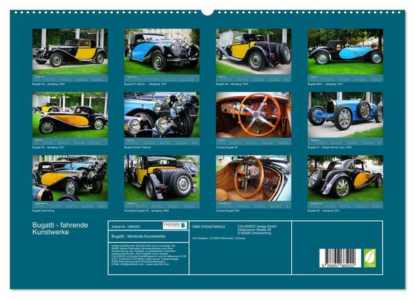 Produktbild: Bugatti - fahrende Kunstwerke (hochwertiger Premium Wandkalender 2026 DIN A2 quer), Kunstdruck in Hochglanz