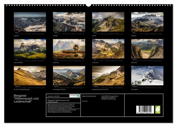 Produktbild: Bergpixel "H&ouml;henrausch und Leidenschaft" (hochwertiger Premium Wandkalender 2026 DIN A2 quer), Kunstdruck in Hochglanz