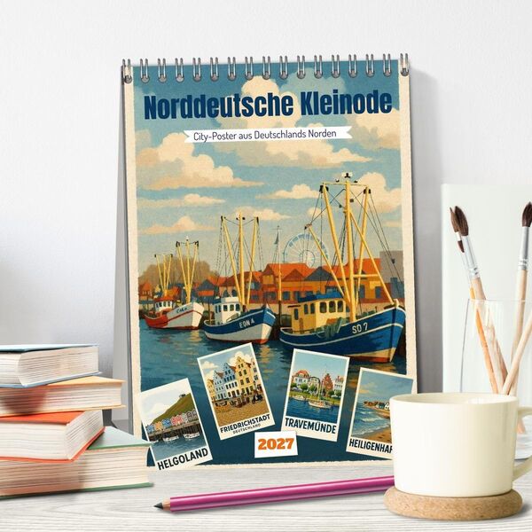 Produktbild: Norddeutsche Kleinode - City Poster (Tischkalender 2027 DIN A5 hoch), CALVENDO Monatskalender