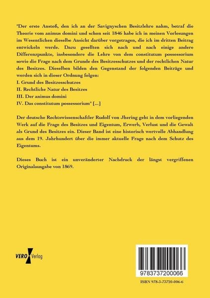 Produktbild: &Uuml;ber den Grund des Besitzesschutzes