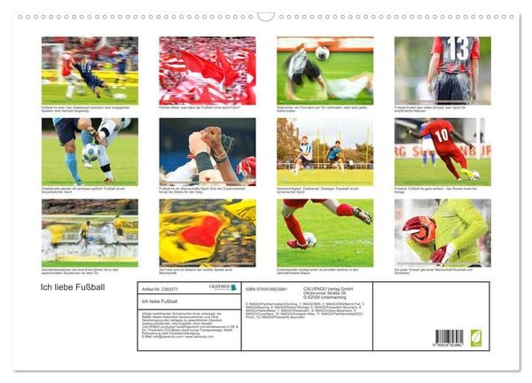 Produktbild: Ich liebe Fu&szlig;ball (Wandkalender 2027 DIN A2 quer), CALVENDO Monatskalender