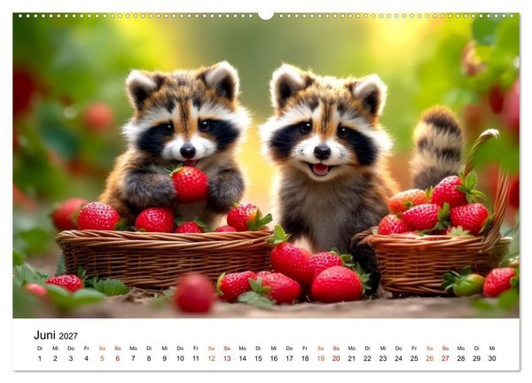 Produktbild: Waschb&auml;ren - Klein. Knuddelig. Herzerw&auml;rmend. (Wandkalender 2027 DIN A2 quer), CALVENDO Monatskalender