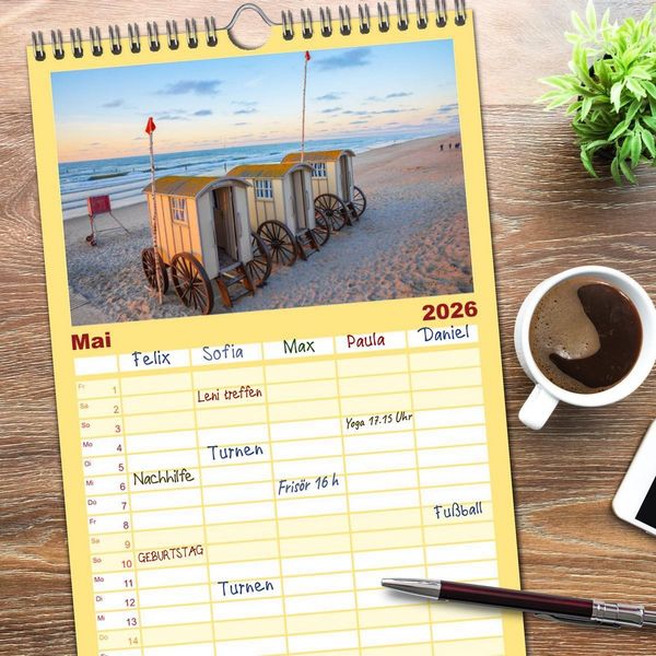 Produktbild: Familienplaner 2026 - Nordsee Insel Norderney mit 5 Spalten (Wandkalender, 21 x 45 cm) CALVENDO